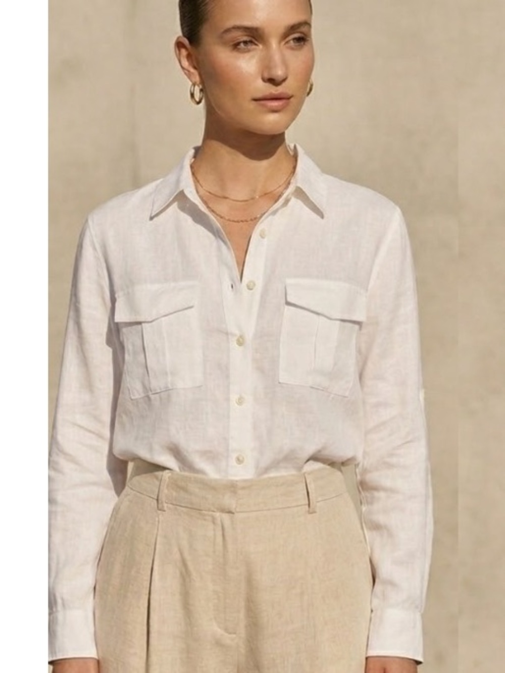 Zara Relaxed Fit White Button Down Shirt With Front Pockets Size Medium